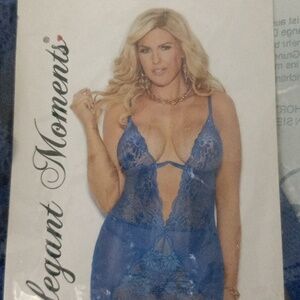 Elegant moments blue lace nighty with g string..